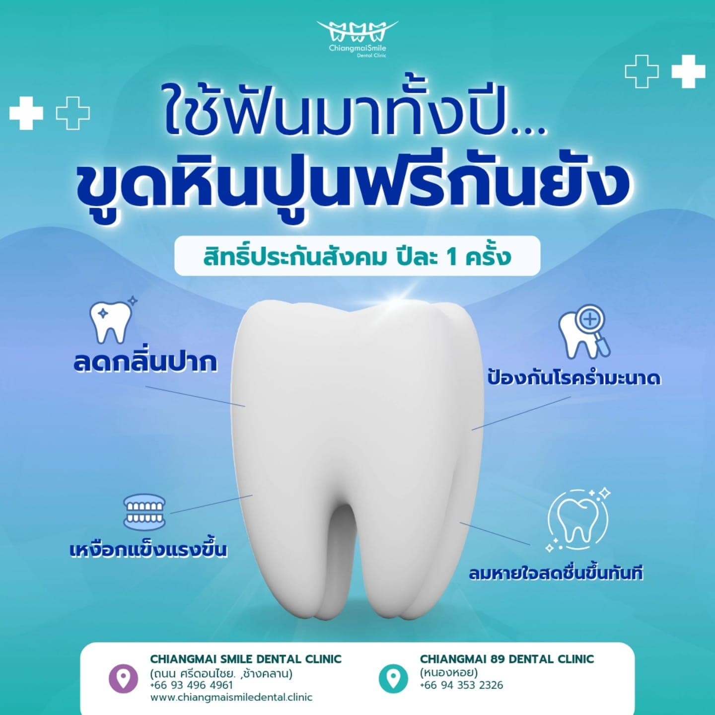 ใช้ฟันมาคุ้มแล้ว อย่าลืมดูแล! "ขูดหินปูน" ใช้สิทธิประกันสังคมฟรี ไม่ต้องสำรองจ่าย